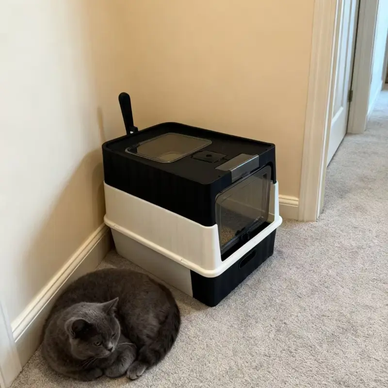 Closed Cat Litter Box with Easy-Clean Pull-Out Drawer - Image 2