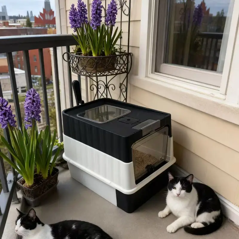 Closed Cat Litter Box with Easy-Clean Pull-Out Drawer - Image 4