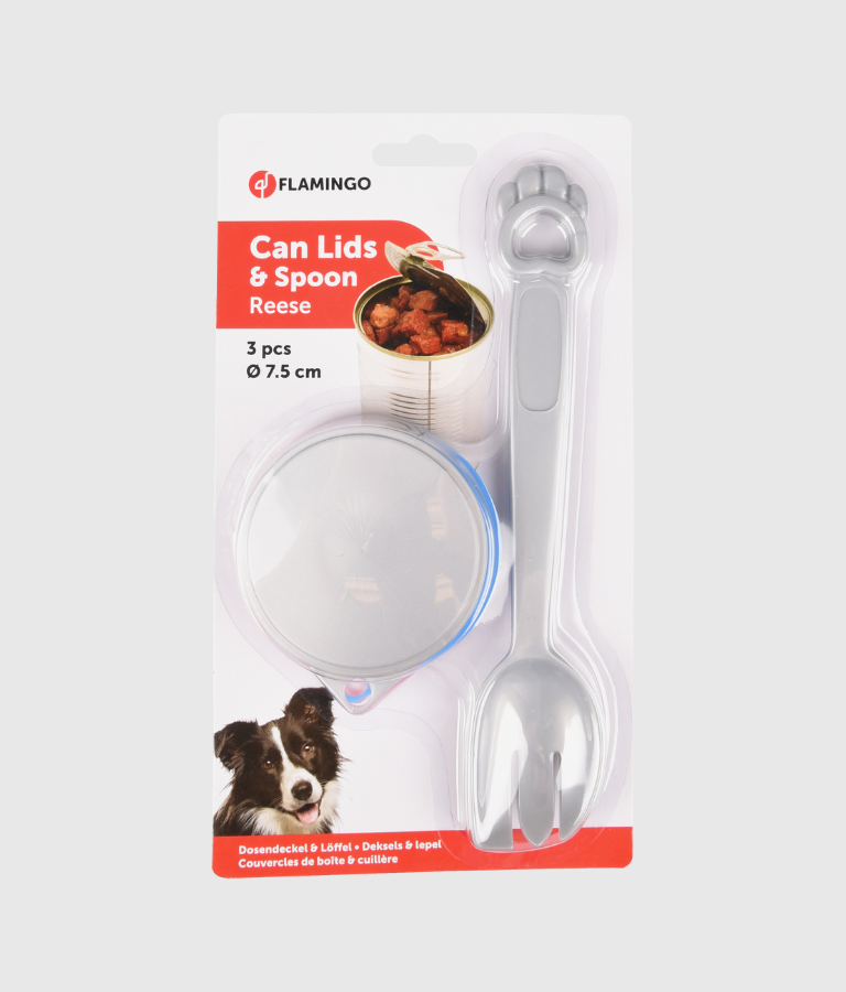 Flamingo "Reese" Pet Food Can Lid & Spoon Set