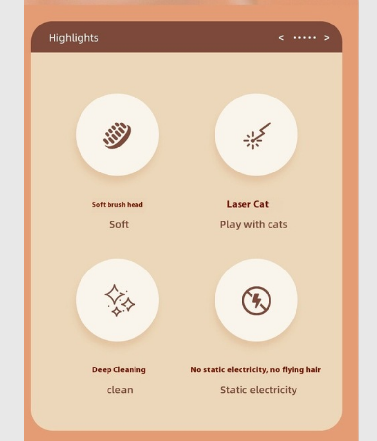 4-in-1 Anti-Static Grooming Brush with Laser Toy - Image 4