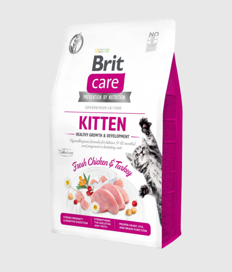 2kg Brit Care Grain-Free Kitten Food  - Healthy Growth & Development (Fresh Chicken & Turkey)